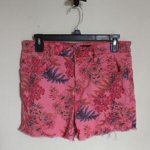 BDG Pink Floral Jean Cutoff Shorts Boho High Rise Women's Size 29"